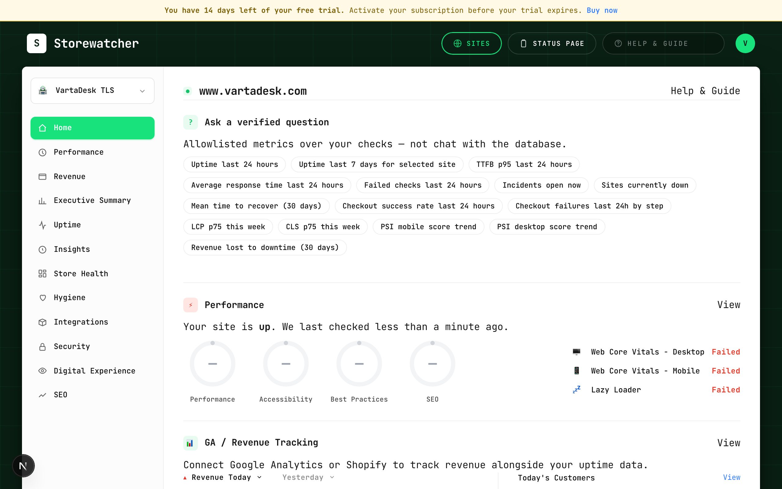 Home — the same screen you land on after sign-in.